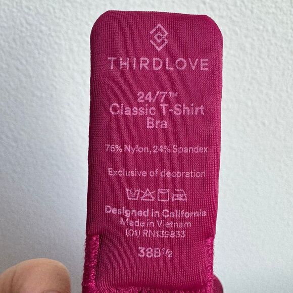 ThirdLove Third Love 24/7 Classic T-Shirt Bra Berry Magenta 38.5B Size 38B 1/2 - Picture 6 of 6
